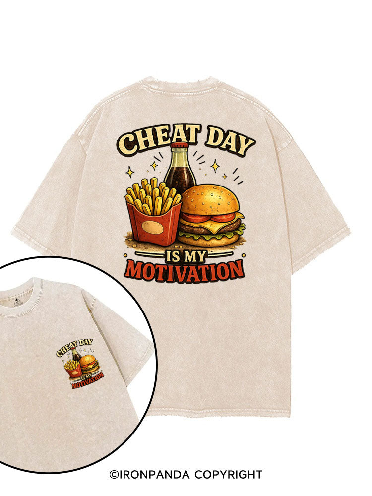 CHEAT DAY IS MY MOTIVATION printed Gym Shirt