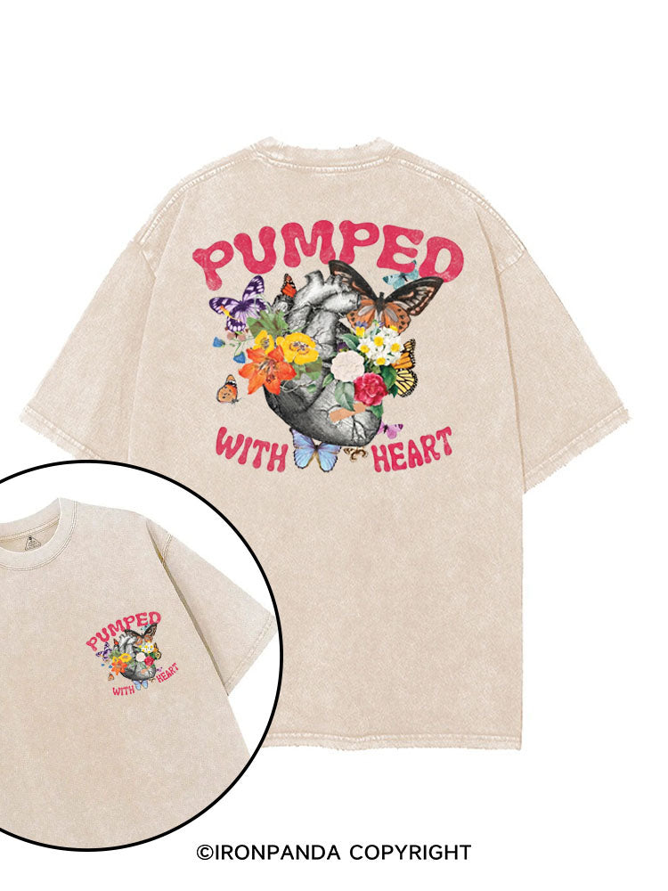 PUMPED WITH HEART printed Gym Shirt