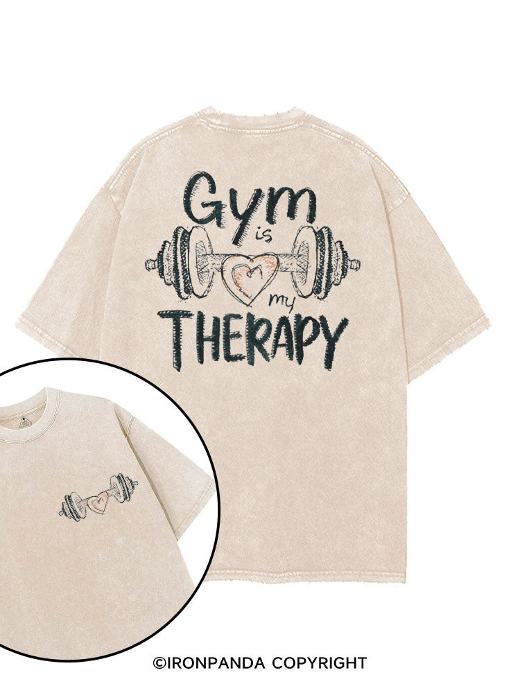 GYM IS MY THERAPY FITNESS printed Gym Shirt