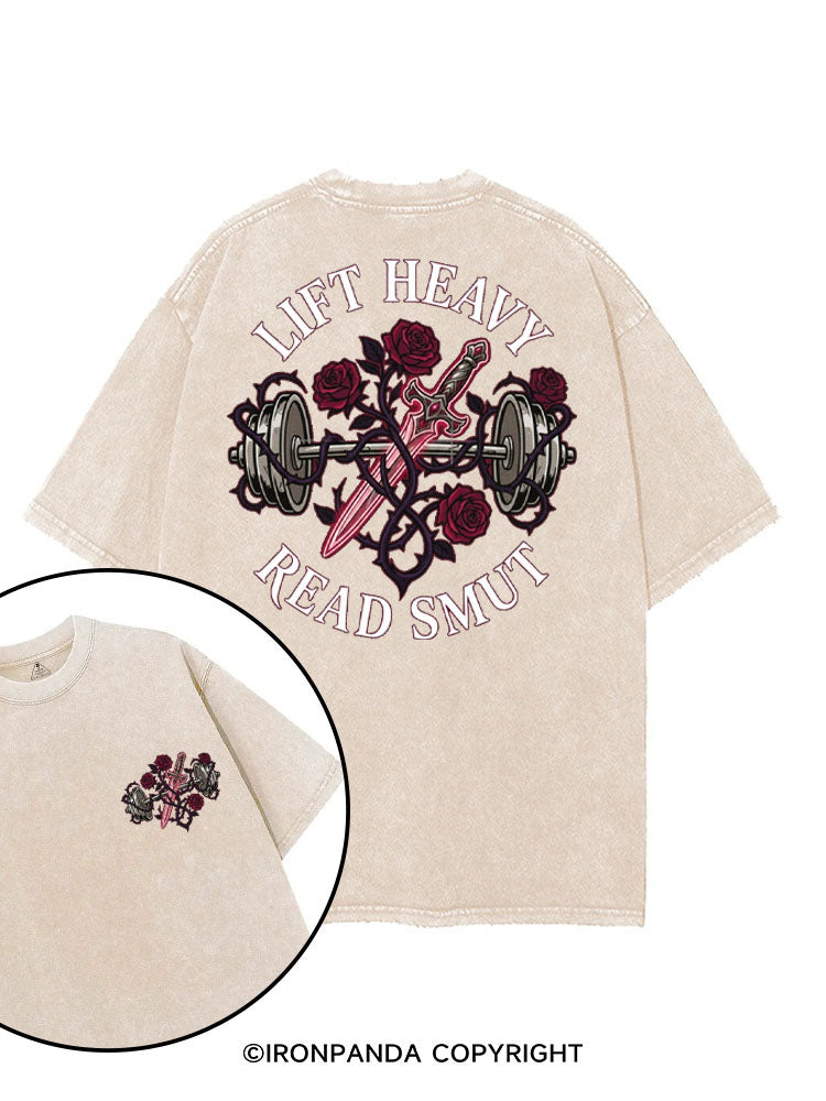 LIFT HEAVY READ SMUT printed Gym Shirt