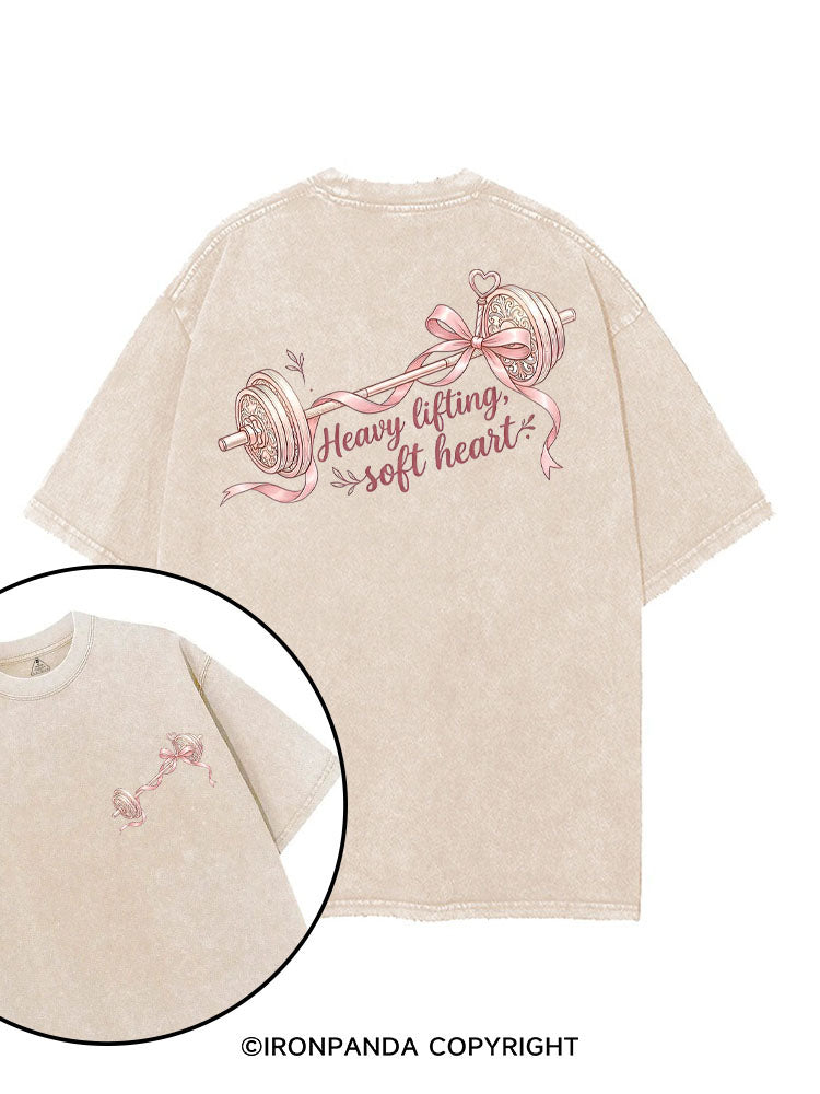 HEAVY LIFTING  SOFT HEART printed Gym Shirt