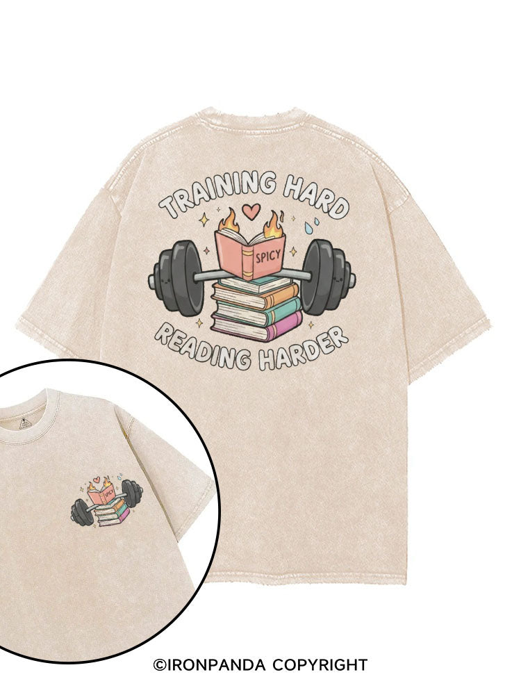 TRAINING HARD READING HARDER printed Gym Shirt