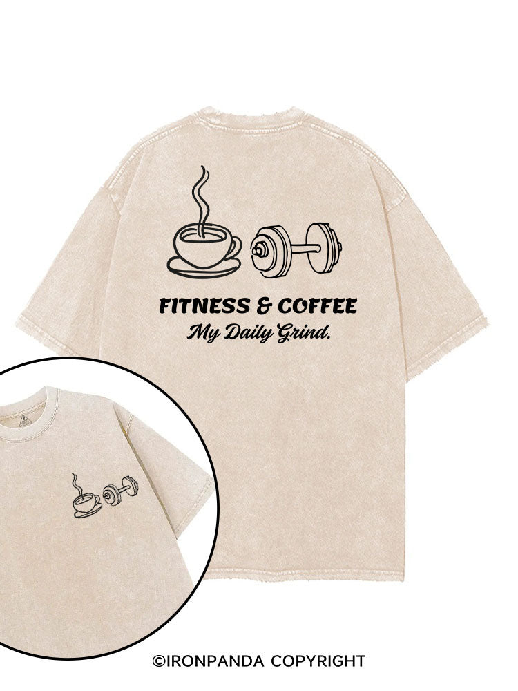 FITNESS & COFFEE MY DAILY GRIND printed Gym Shirt