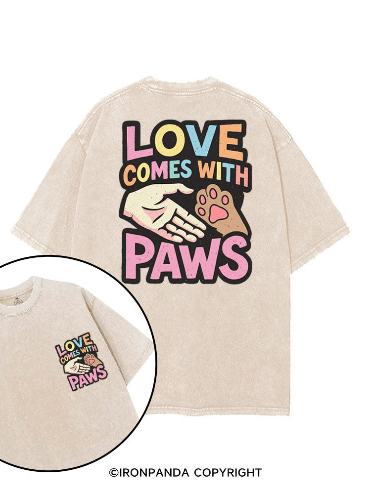 LOVE COMES WITH PAWS printed Gym Shirt