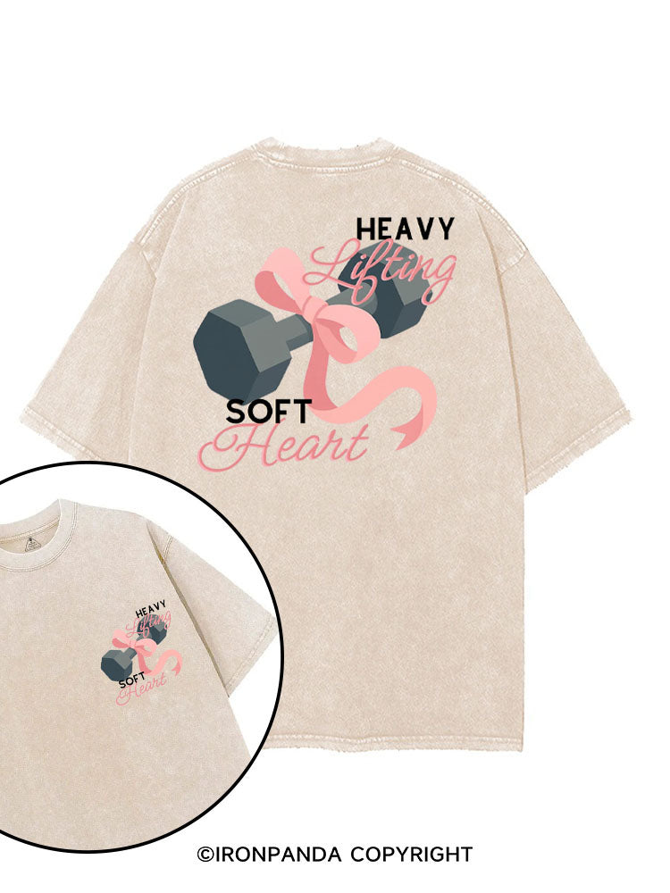 HEAVY LIFTING SOFT HEART printed Gym Shirt