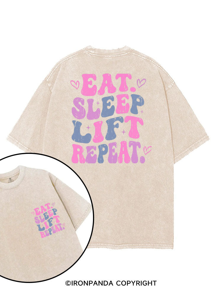 EAT SLEEP LIFT REPEAT printed Gym Shirt