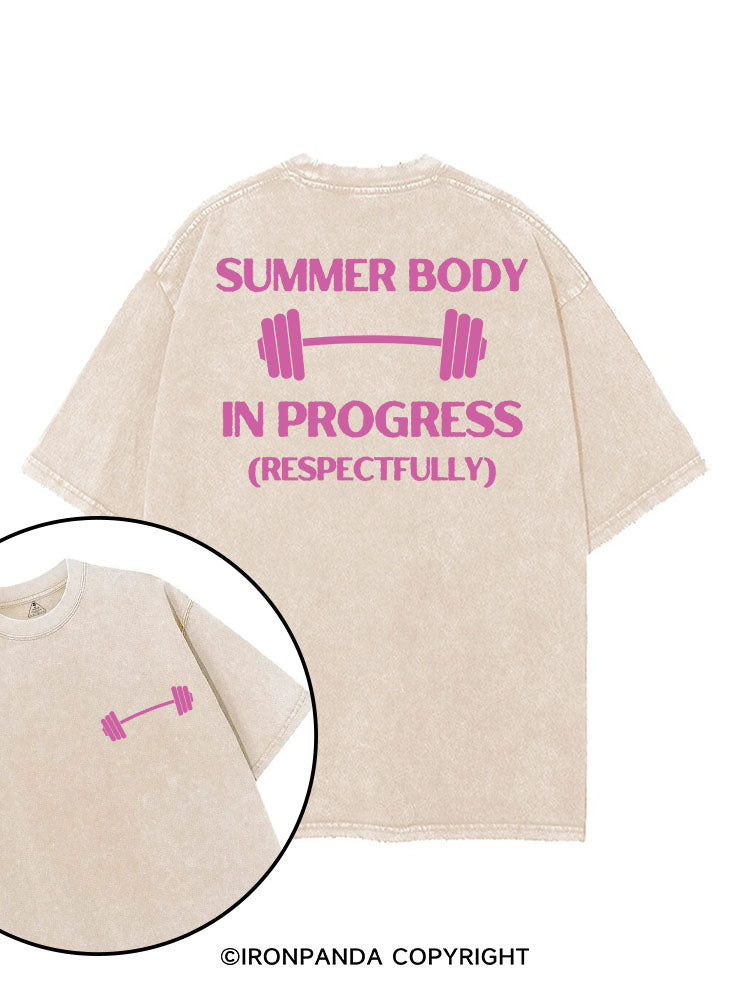 SUMMER BODY IN PROGRESS (RESPECTFULLY) printed Gym Shirt