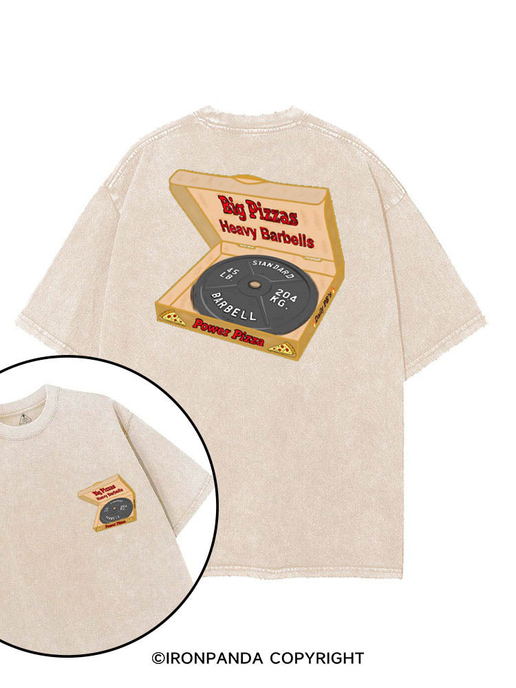 BIG PIZZAS HEAVY BARBELLS printed Gym Shirt