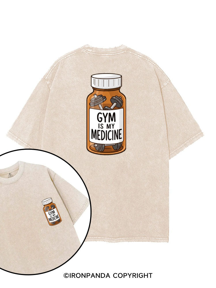 GYM IS MY MEDICINE printed Gym Shirt