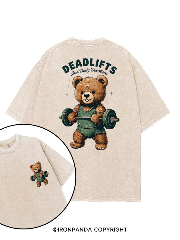 DEADLIFTS AND DAILY DEVOTIONS printed Gym Shirt