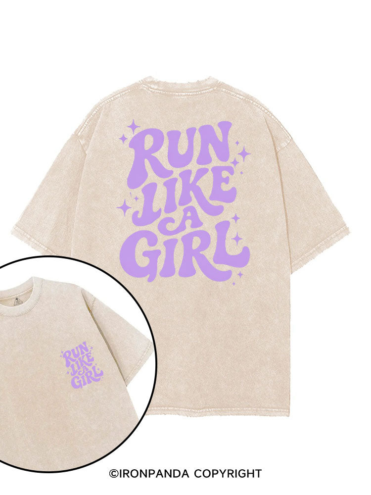RUN LIKE A GIRL printed Gym Shirt