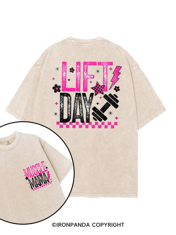 LIFT DAY MUSCLE MAMA printed Gym Shirt