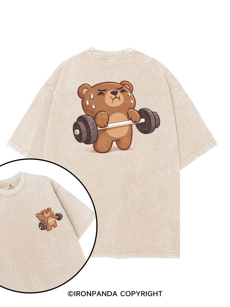 BEARY TIRED BUT BEARY STRONG printed Gym Shirt