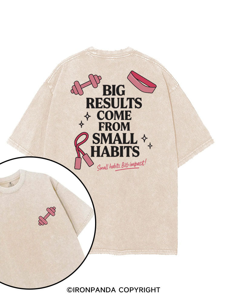 BIG RESULTS COME FROM SMALL HABITS  SMALL HABITS BIG IMPACT! printed Gym Shirt