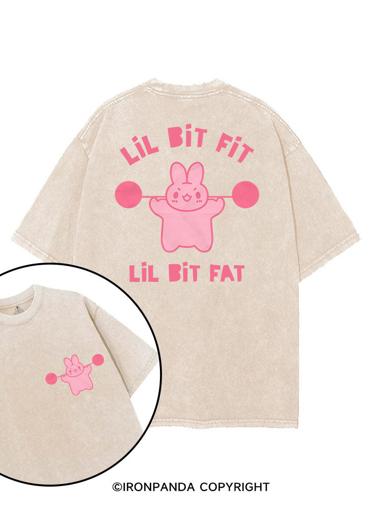 LIL BIT FIT LIL BIT FAT BUNNY printed Gym Shirt