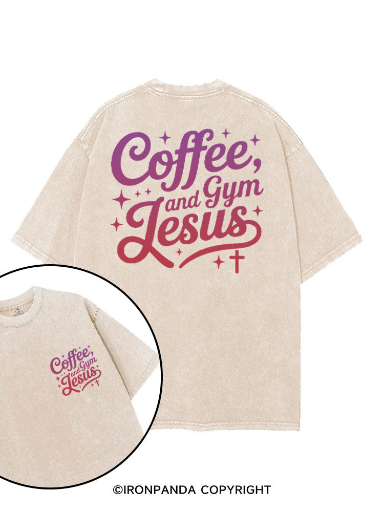 COFFEE, GYM AND JESUS printed Gym Shirt