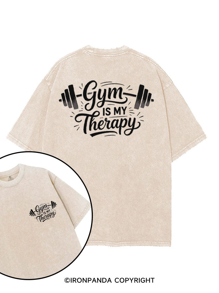 GYM IS MY THERAPY printed Gym Shirt