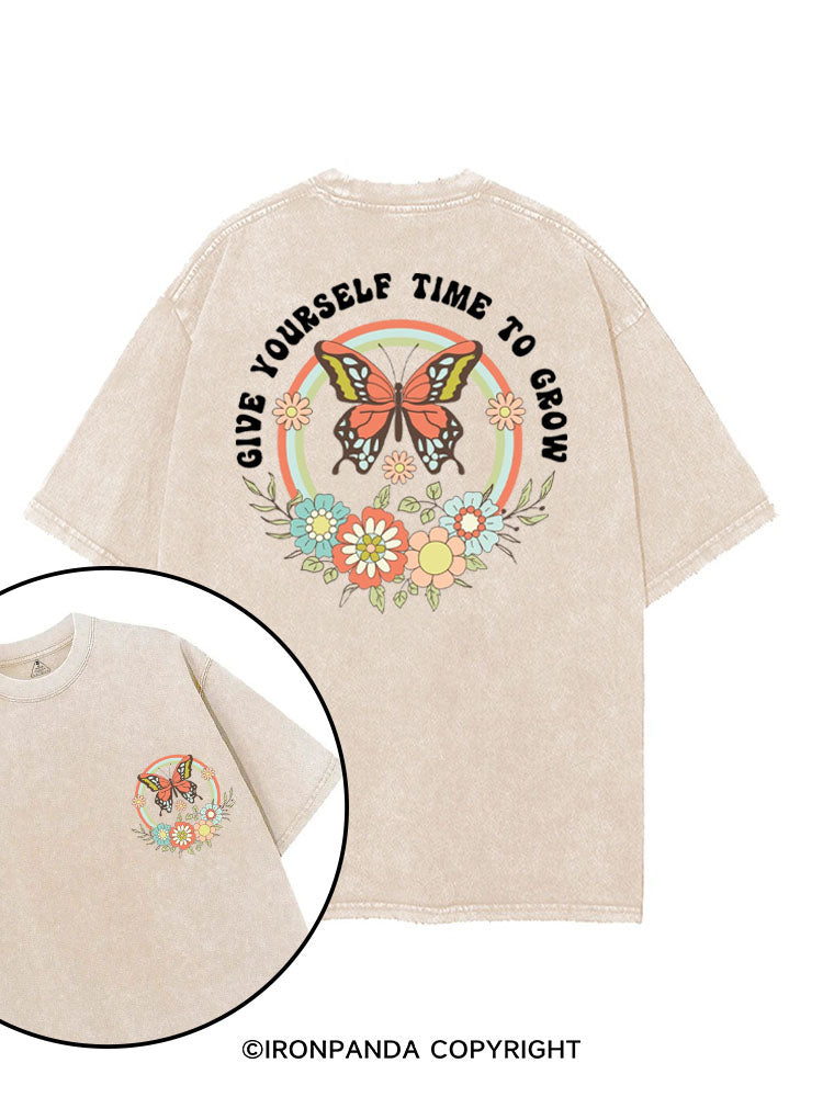 GIVE YOURSELF TIME TO GROW printed Gym Shirt