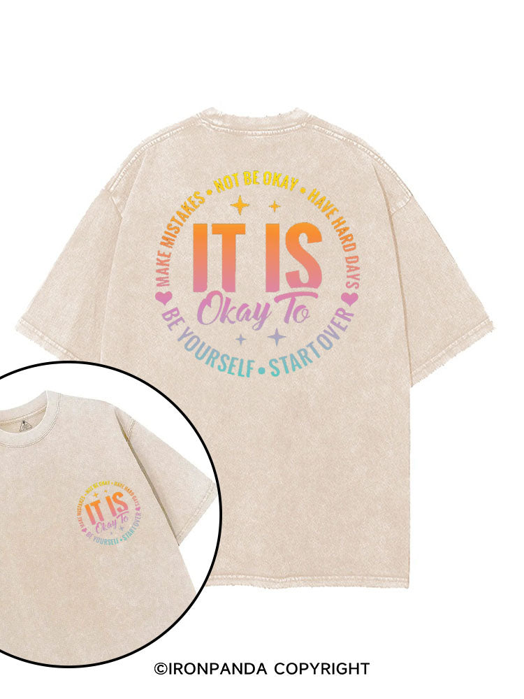 IT IS OKAY TO BE YOURSELF printed Gym Shirt
