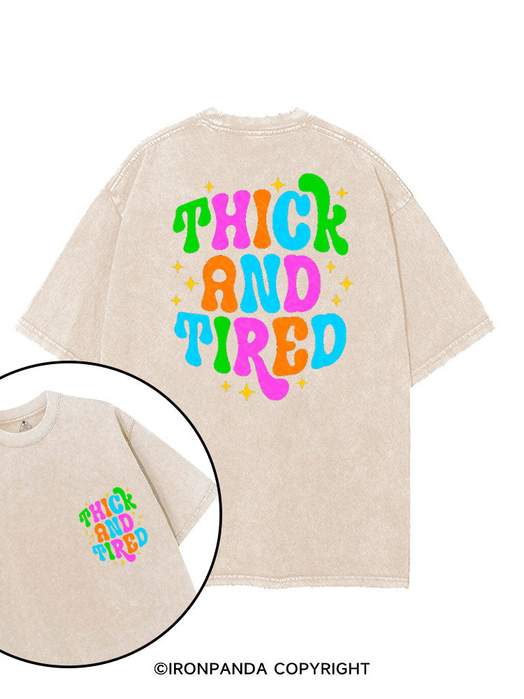 THICK AND TIRED printed Gym Shirt