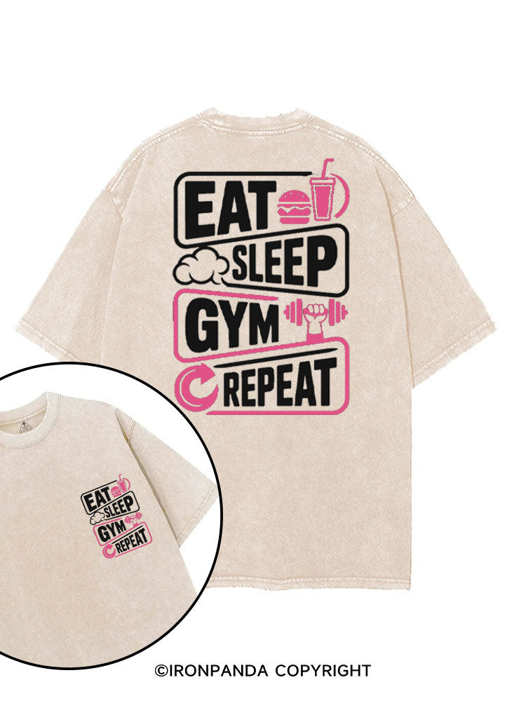 EAT SLEEP GYM REPEAT printed Gym Shirt