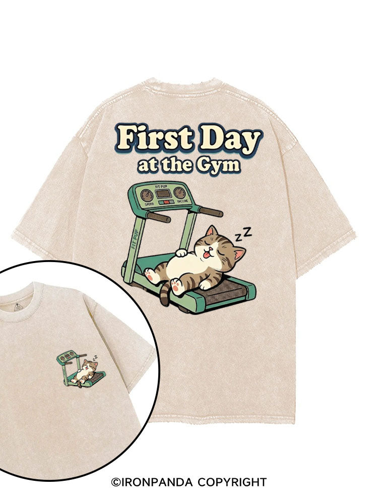 FIRST DAY AT THE GYM printed Gym Shirt