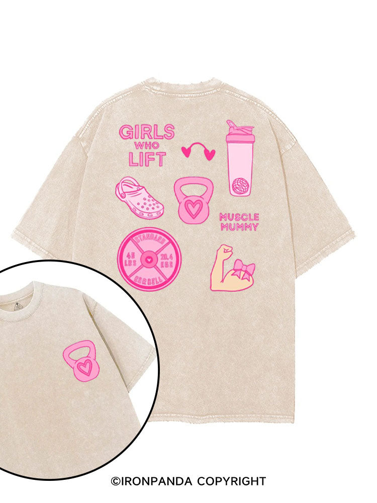GIRLS WHO LIFT PINK GYM STYLE printed Gym Shirt