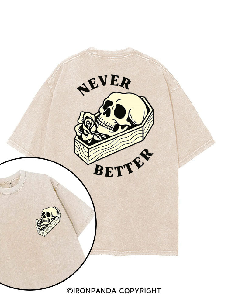 NEVER BETTER GYM SKELETON printed Gym Shirt
