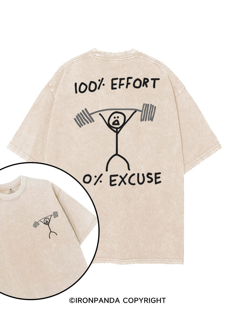 100% EFFORT 0% EXCUSE printed Gym Shirt