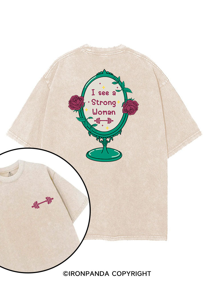 I SEE A STRONG WOMAN printed Gym Shirt
