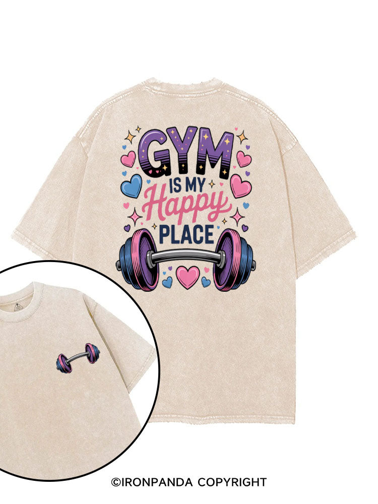 GYM IS MY HAPPY PLACE printed Gym Shirt