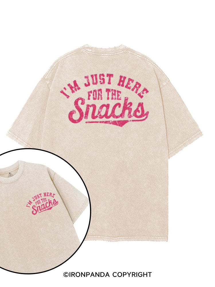 I'M JUST HERE FOR THE SNACKS printed Gym Shirt