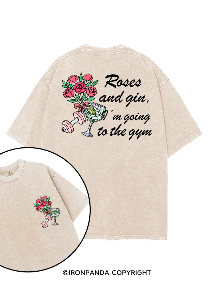 ROSES AND GIN I'M GOING TO THE GYM printed Gym Shirt