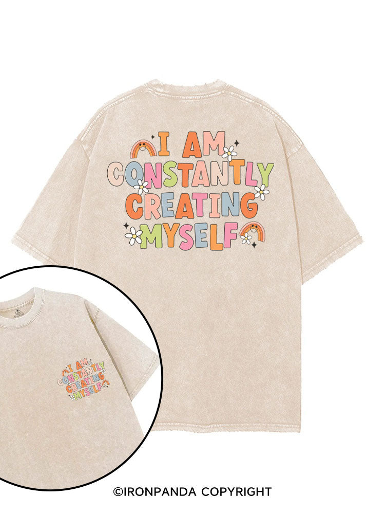 I AM CONSTANTLY CREATING MYSELF printed Gym Shirt