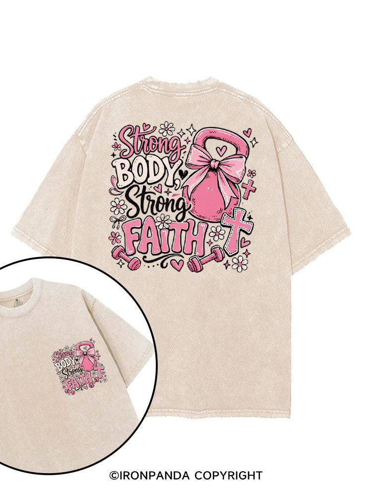 STRONG BODY, STRONG FAITH printed Gym Shirt