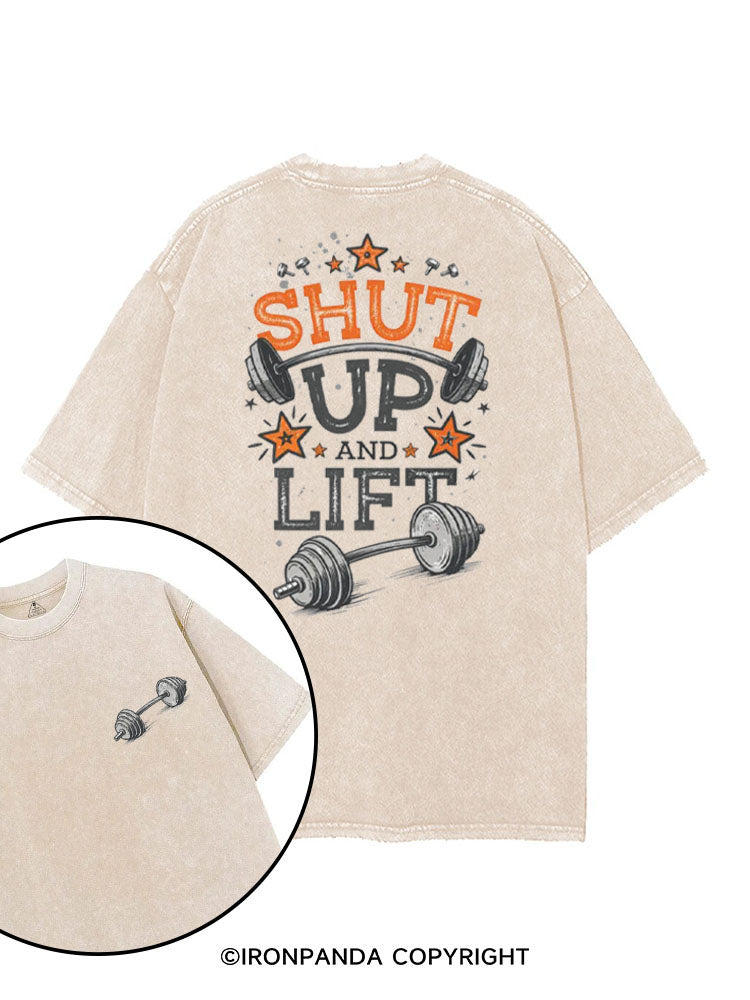 SHUT UP AND LIFT printed Gym Shirt