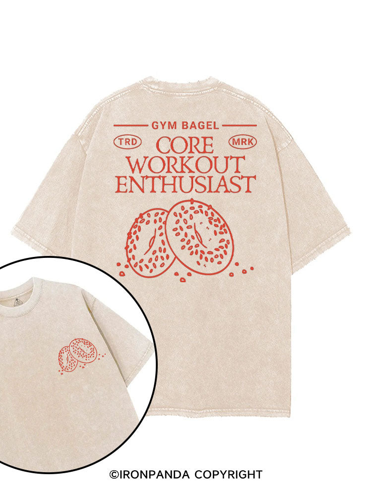 GYM BAGEL CORE WORKOUT ENTHUSIAST printed Gym Shirt
