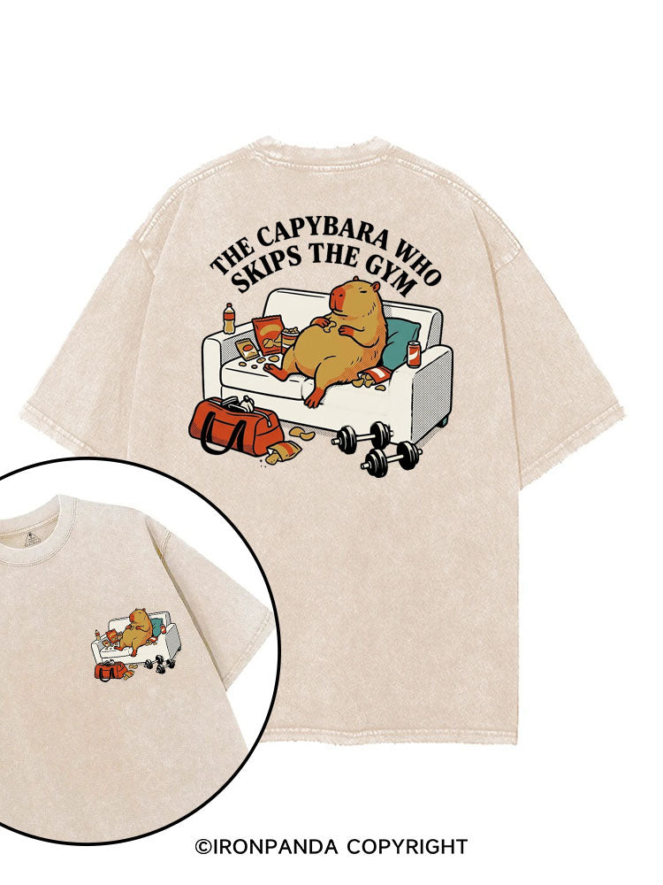 THE CAPYBARA WHO SKIPS THE GYM printed Gym Shirt