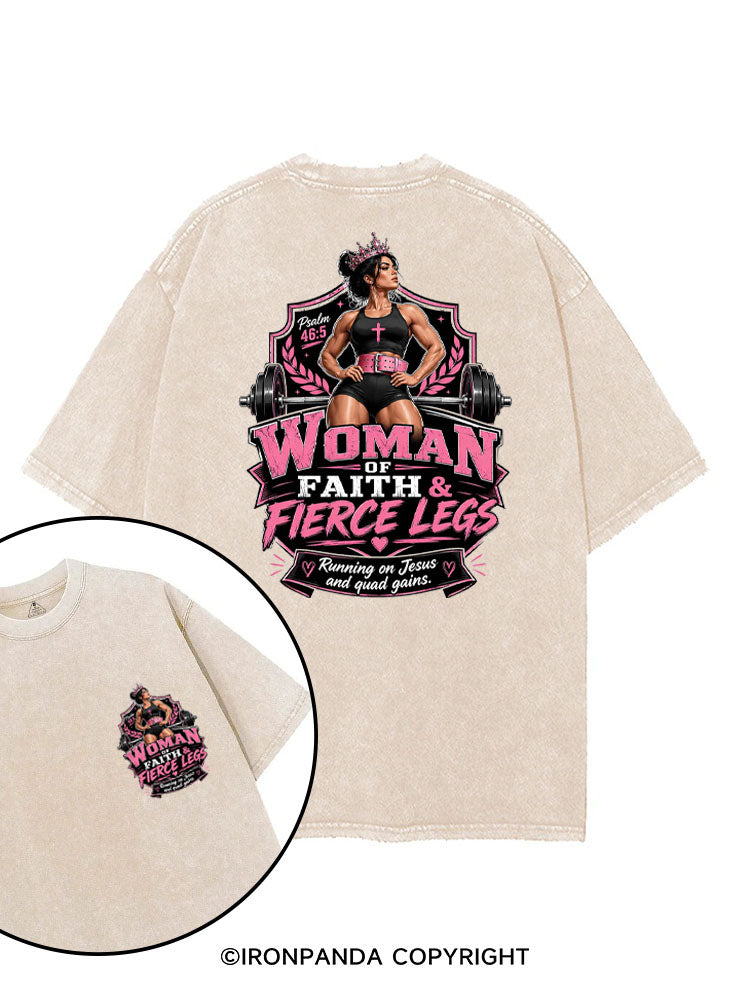WOMAN OF FAITH & FIERCE LEGS printed Gym Shirt