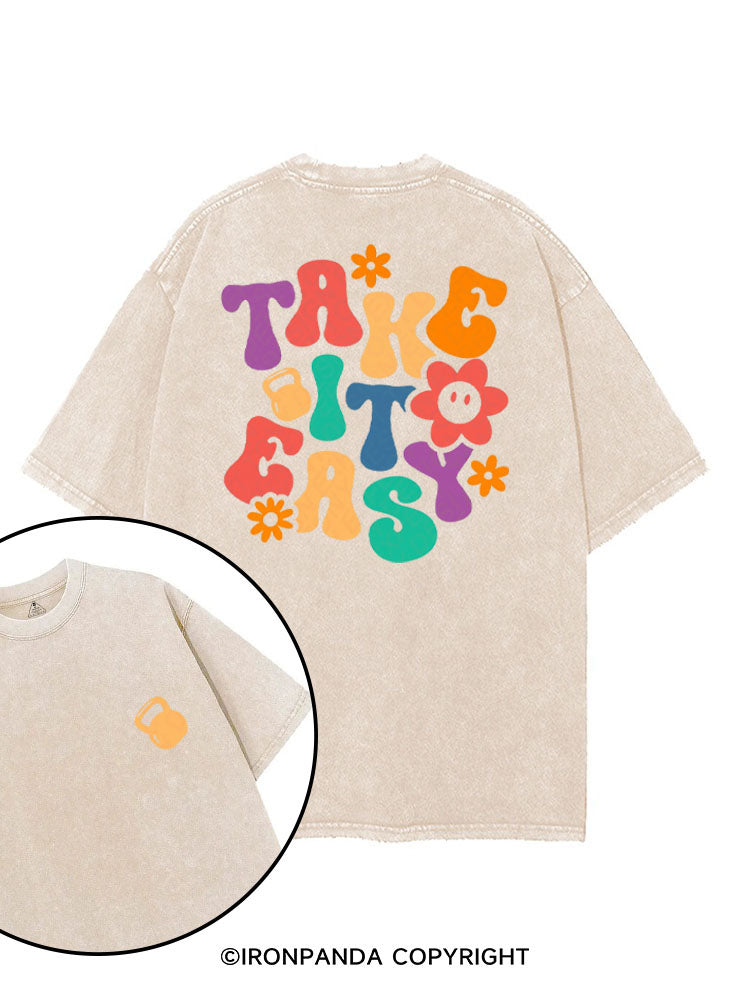 TAKE IT EASY printed Gym Shirt