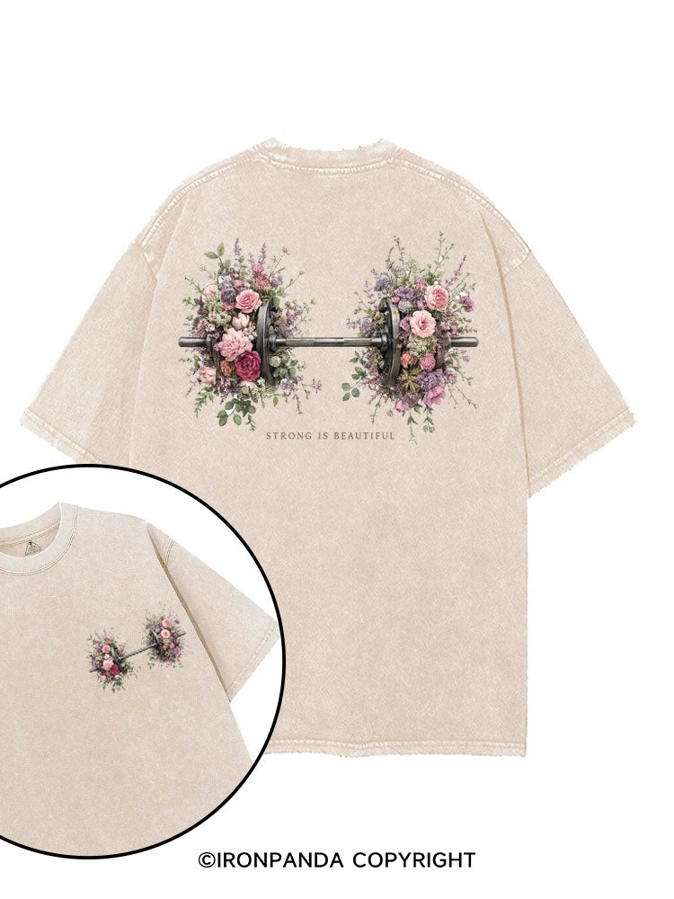 STRONG IS BEAUTIFUL printed Gym Shirt