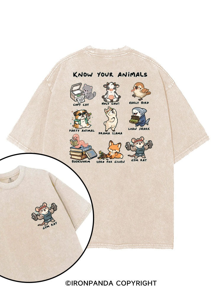 KNOW YOUR ANIMALS printed Gym Shirt
