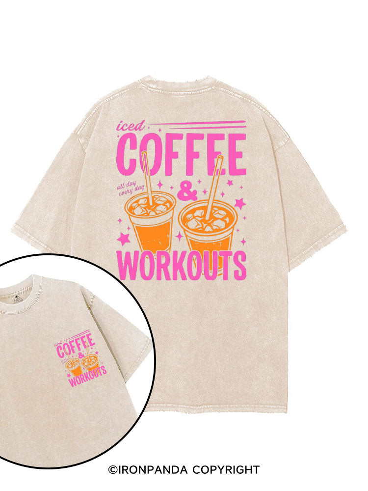 ICED COFFEE & WORKOUTS printed Gym Shirt