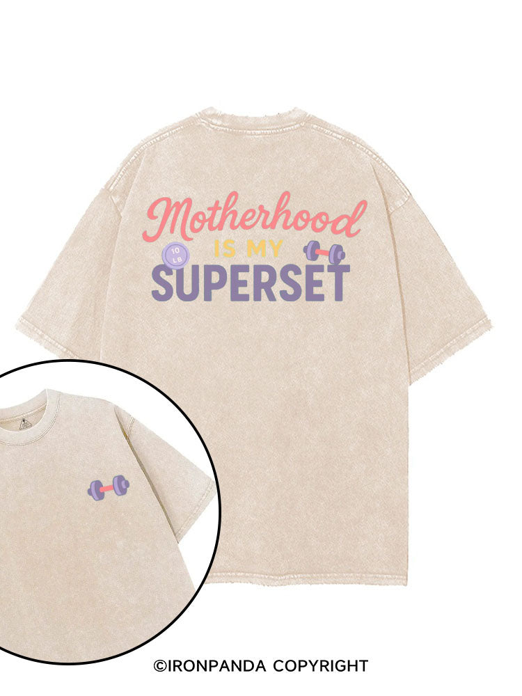 MOTHERHOOD IS MY SUPERSET printed Gym Shirt