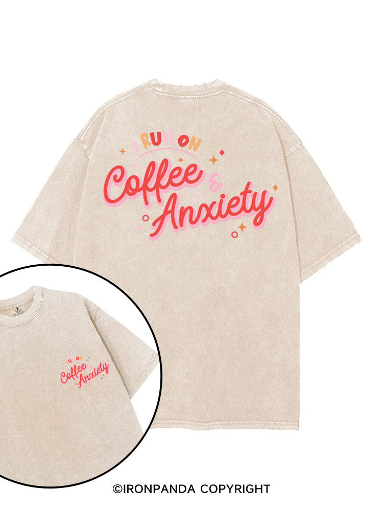 I RUN ON COFFEE & ANXIETY printed Gym Shirt