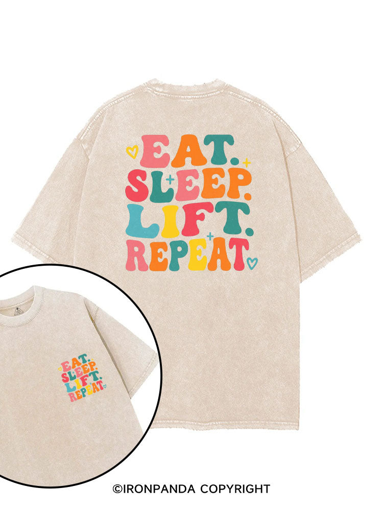 EAT SLEEP LIFT REPEAT printed Gym Shirt