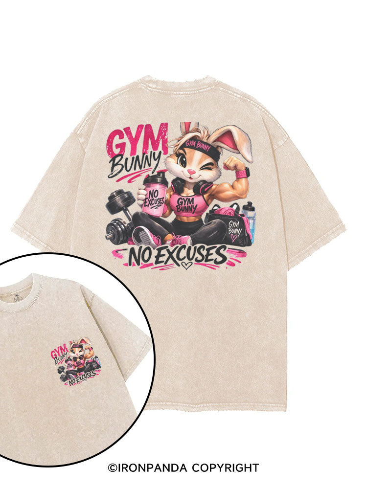 GYM BUNNY NO EXCUSES printed Gym Shirt