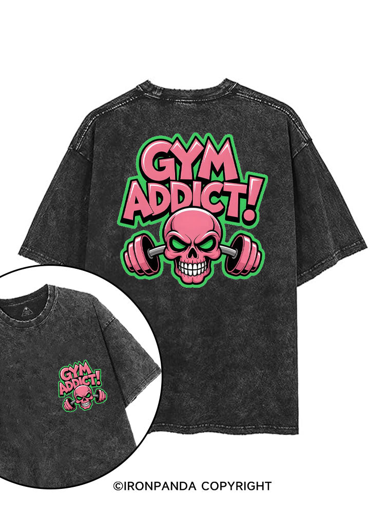 GYM ADDICT! SKULL printed Gym Shirt