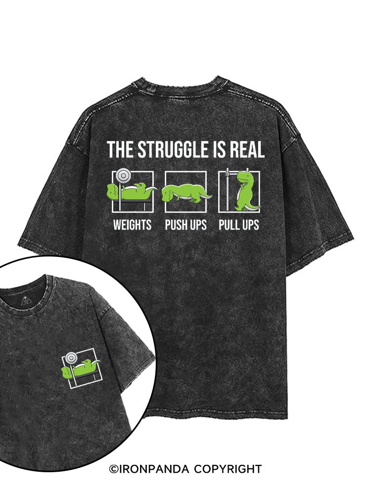 T-Rex The Struggle is Real printed Gym Shirt