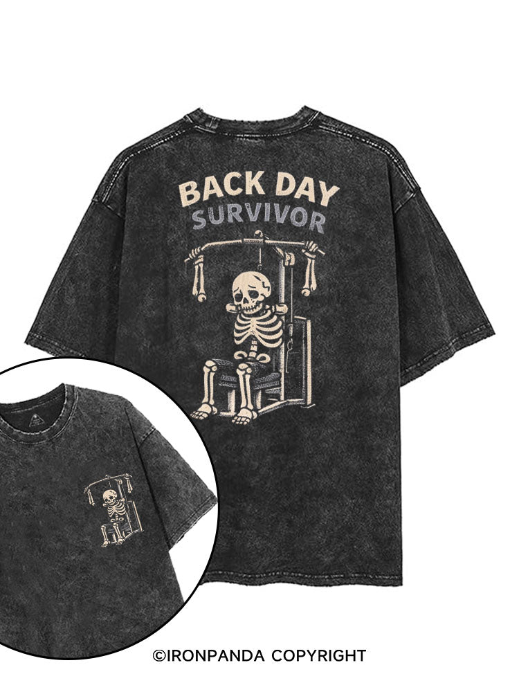 BACK DAY SURVIVOR SKELETON printed Gym Shirt